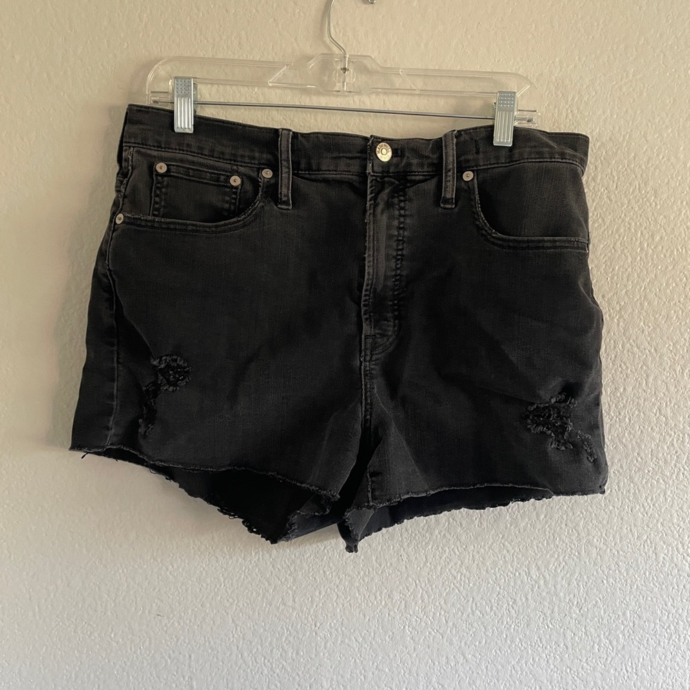 Madewell Black Distressed Denim Shorts